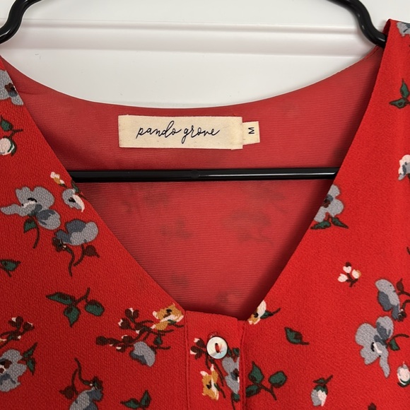 RED FLORAL MIDI DRESS - Picture 2 of 5